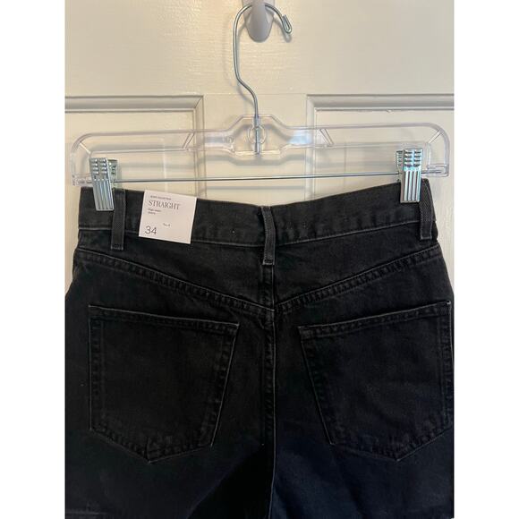 NEW Mango Women's 2 Black Jean Shorts Zoe High Waist Straight Fit Denim - Picture 11 of 13